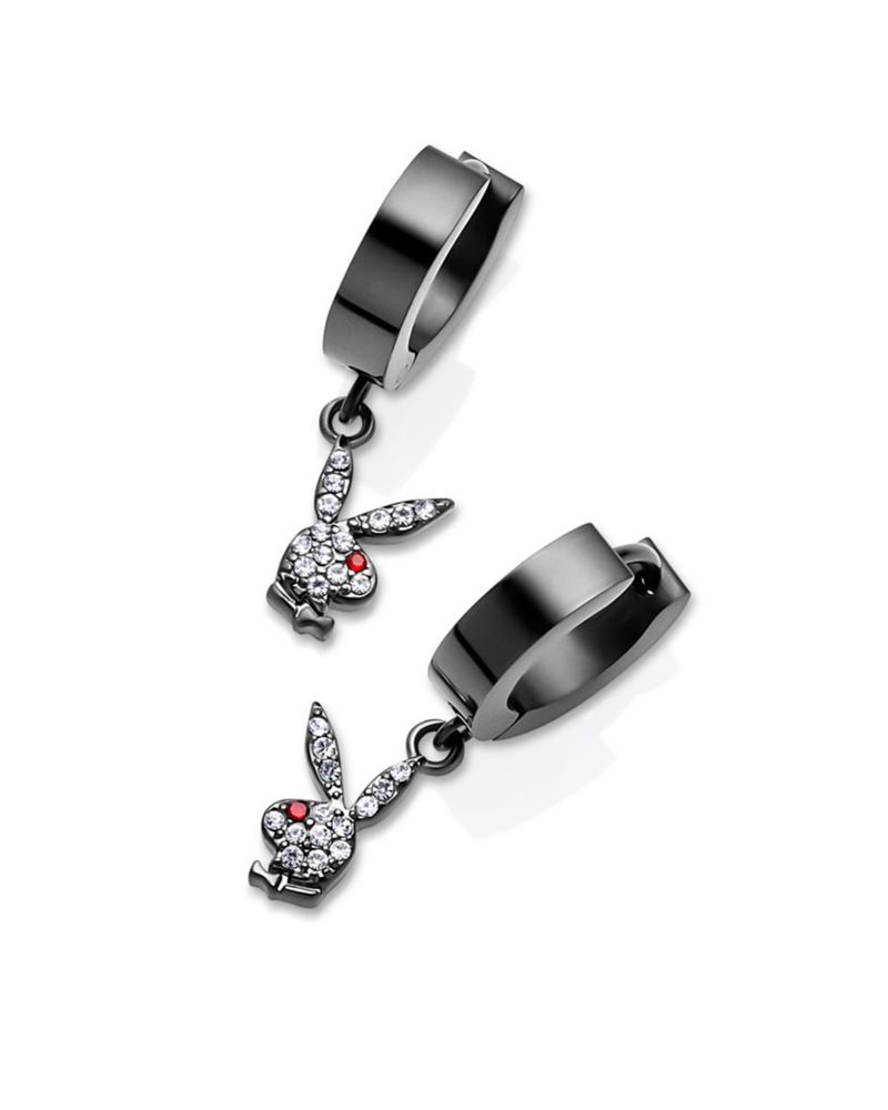 Gioielli Playboy Bunny Huggie Hoop And Dangling Charm Earring Donna Nere | 08432FXQH