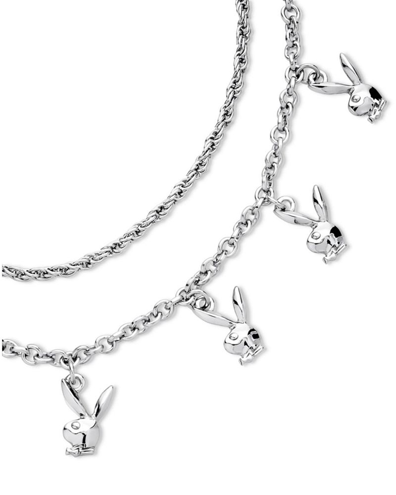 Gioielli Playboy Bunny Stacked Chain Bunny Necklace Donna Argento | 40723XVFS