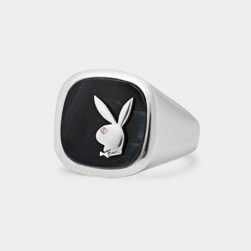 Gioielli Playboy Hawk\'s Eye Membership Ring 1 Uomo Argento | 80764NCUG