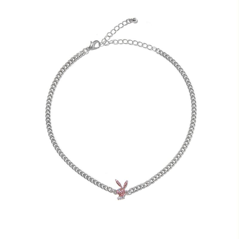 Gioielli Playboy Multi-Chain Rabbit Head Necklace Donna Argento | 30684DHIV