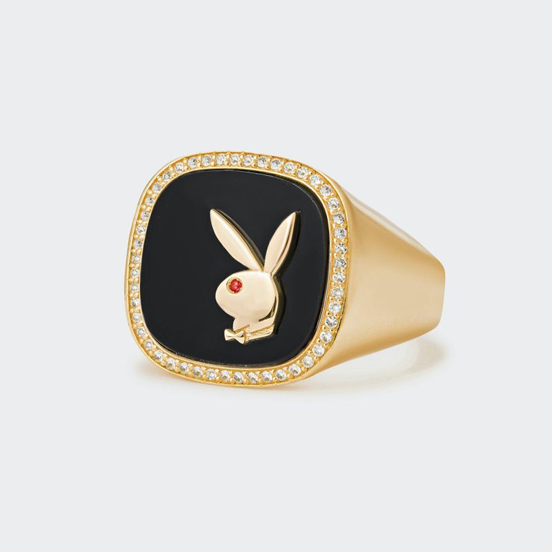 Gioielli Playboy Onyx Membership Ring 2 Uomo Oro Nere | 35482OCLB