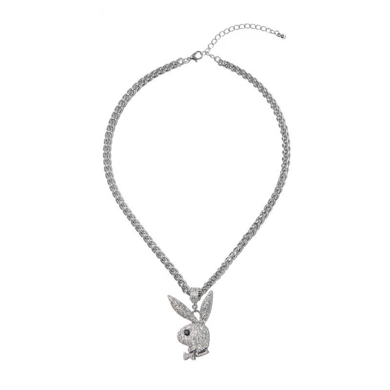 Gioielli Playboy Pave Rabbit Head Grosso Necklace Uomo Argento | 52067MBYL