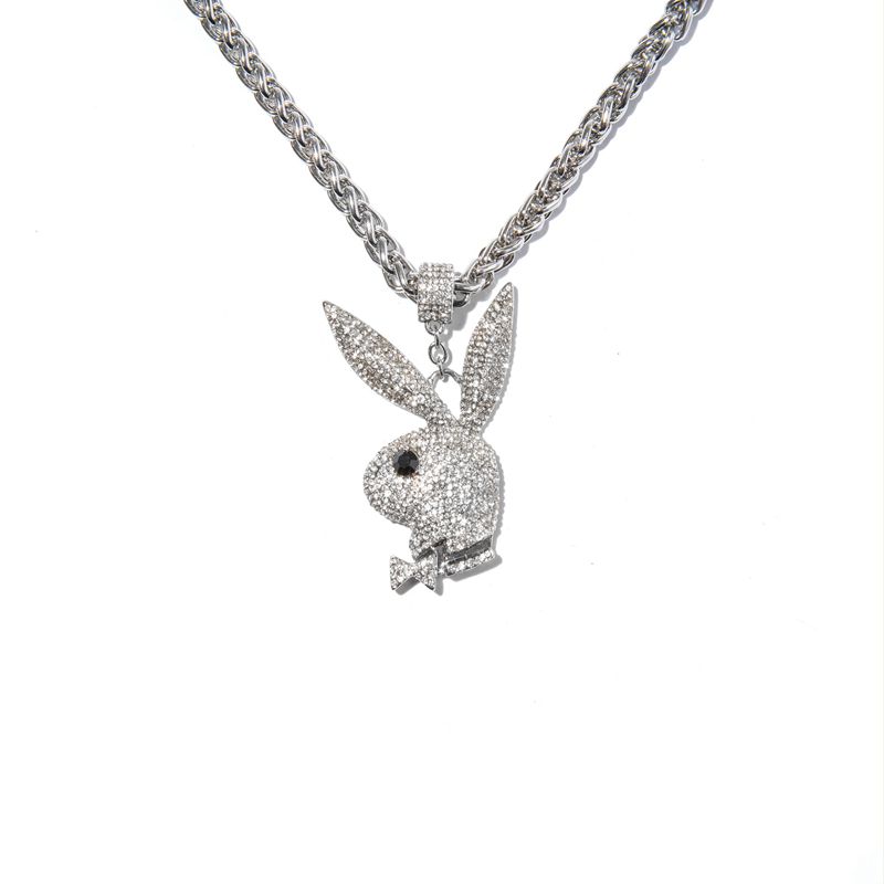 Gioielli Playboy Pave Rabbit Head Grosso Necklace Uomo Argento | 52067MBYL