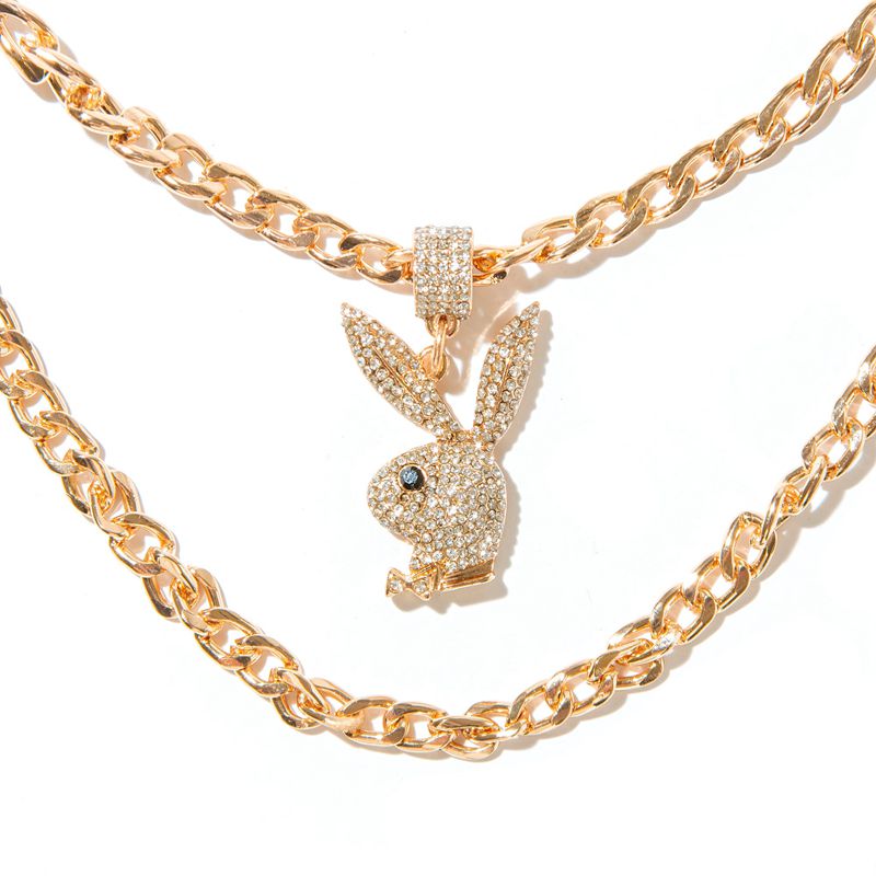 Gioielli Playboy Pave Rabbit Head Layered Necklace Donna Oro | 72813RVIN