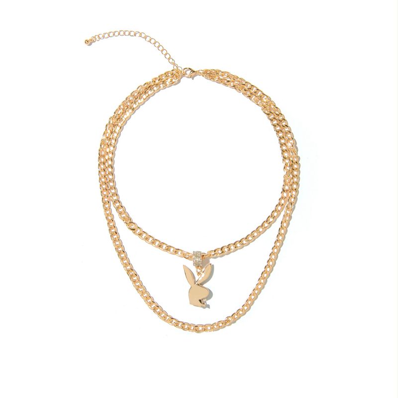 Gioielli Playboy Pave Rabbit Head Layered Necklace Donna Oro | 72813RVIN