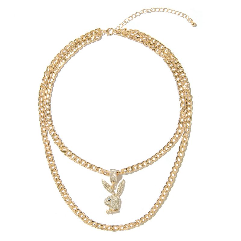 Gioielli Playboy Pave Rabbit Head Layered Necklace Donna Oro | 72813RVIN