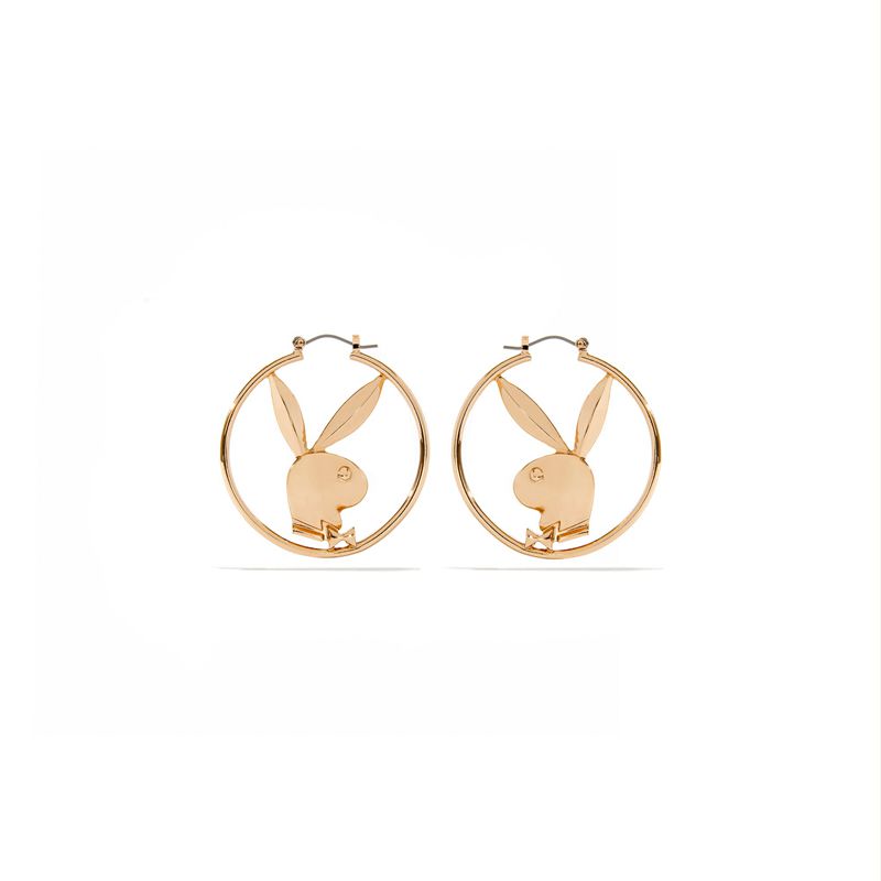 Gioielli Playboy Rabbit Head Hoop Earrings Donna Argento | 71659QGKC