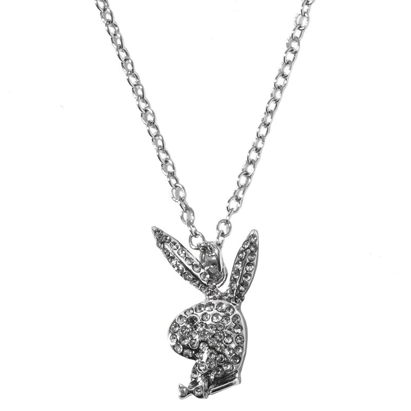 Gioielli Playboy Rabbit Head Pave Necklace Donna Argento | 58937MRCZ