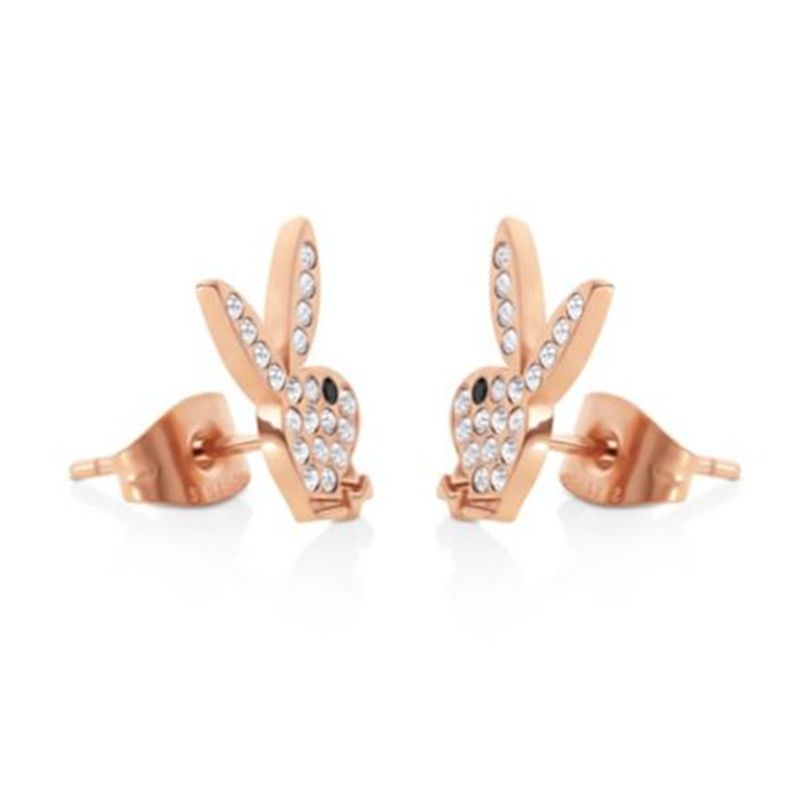 Gioielli Playboy Rabbit Head Pave Stud Earrings Donna Oro | 48093WVUC