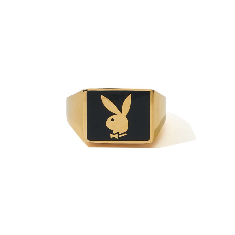 Gioielli Playboy Rabbit Head Signet Member's Ring Uomo Oro | 64183HGFY