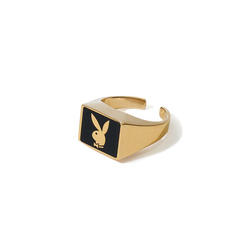 Gioielli Playboy Rabbit Head Signet Member's Ring Uomo Oro | 64183HGFY