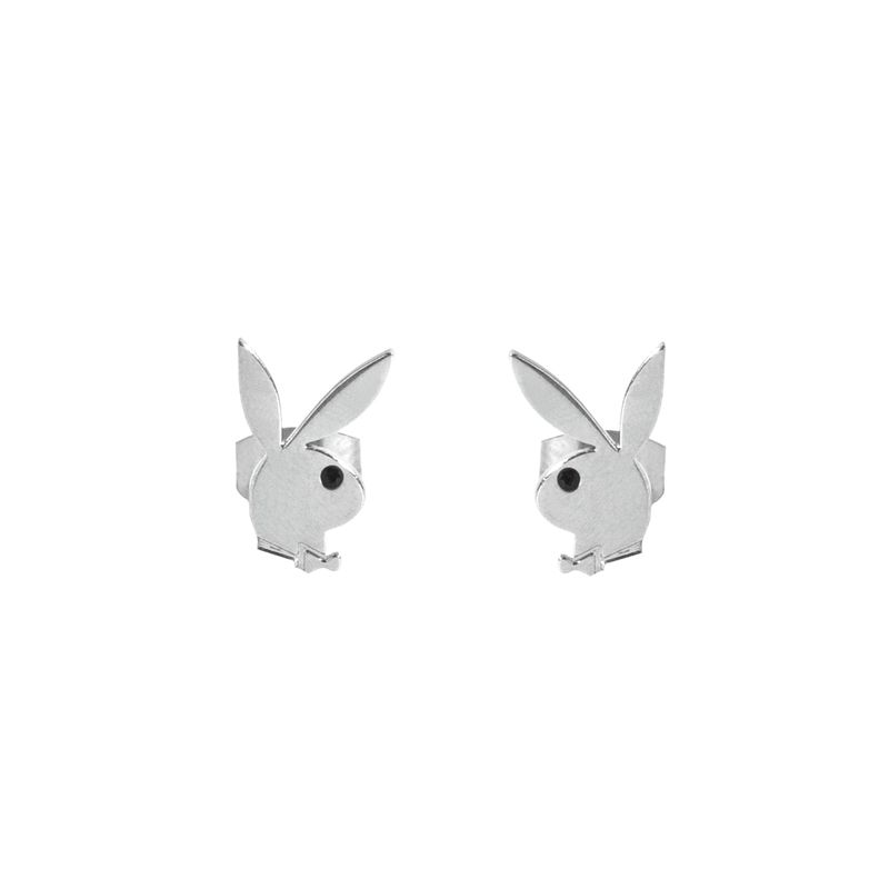 Gioielli Playboy Rabbit Head Stud Earrings Uomo Argento | 21746ELFP