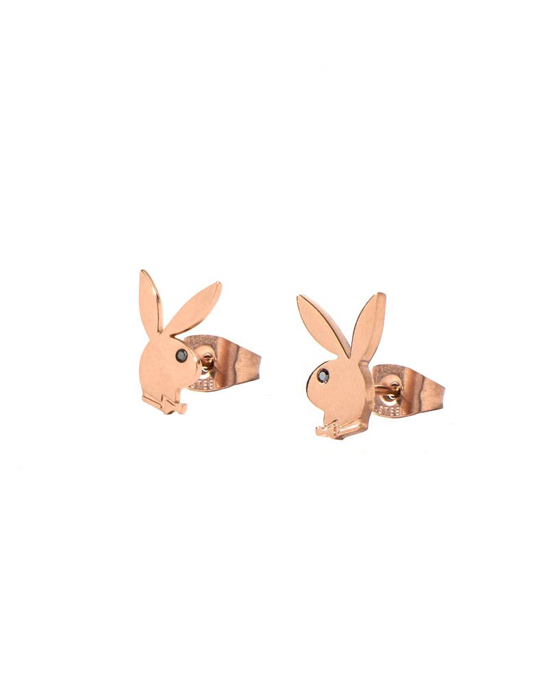 Gioielli Playboy Rabbit Head Stud Earrings Uomo Argento | 21746ELFP