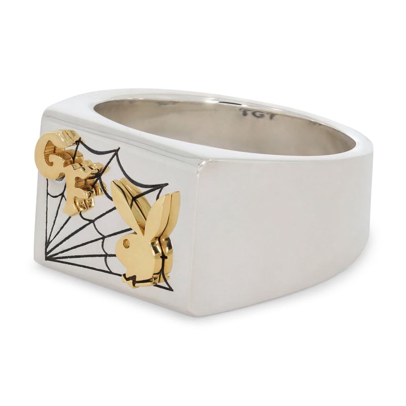 Gioielli Playboy X The Great Frog Caught In A Trap Ring Uomo Argento Oro | 24173DXUW