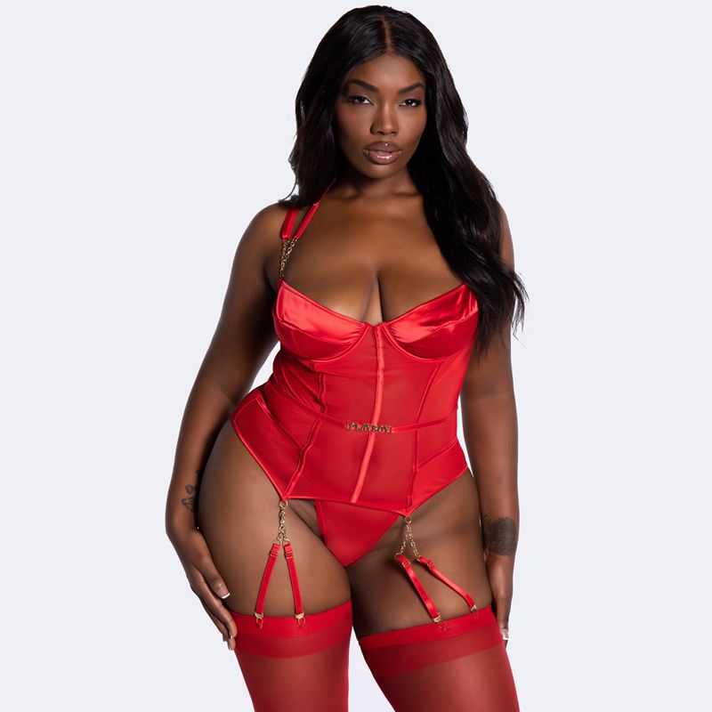 Intimo Playboy Chain Is Love Bustier Set Donna Rosse | 57823HLUX