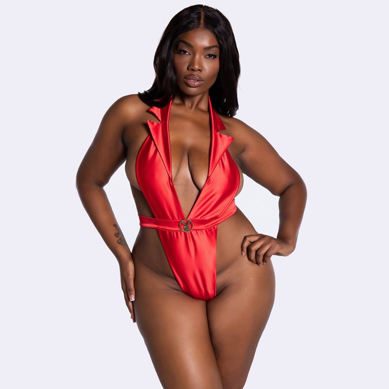 Intimo Playboy Formal Affairs Satin Teddy Donna Rosse | 86109GNUI