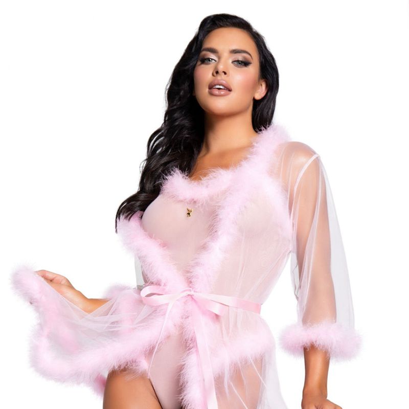 Intimo Playboy Maribou Robe Donna Nere | 38604FKZQ