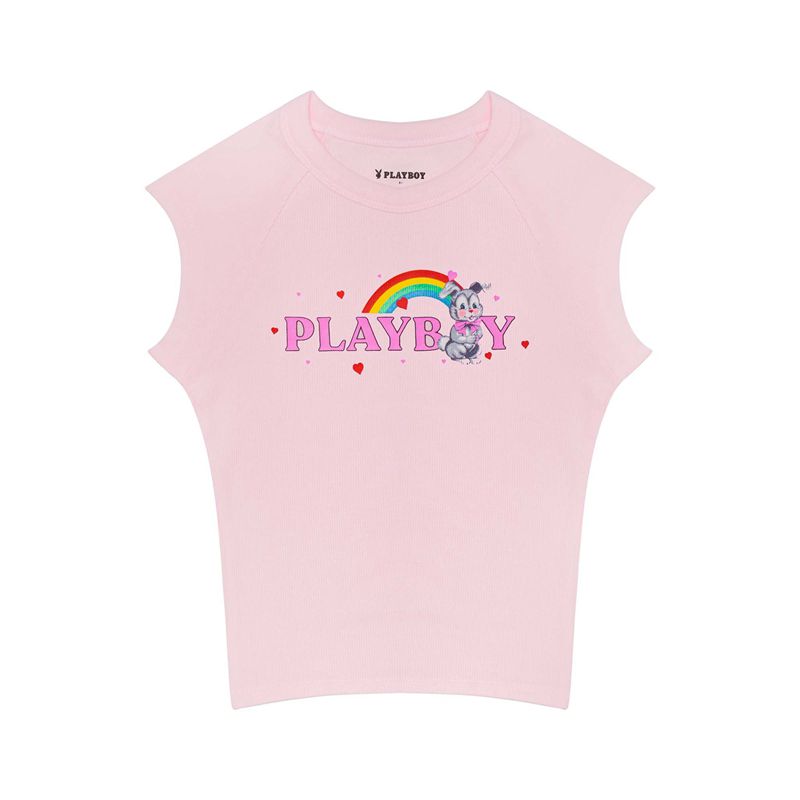 Loungewear Playboy Rainbow Bunny Raglan Donna Rosa | 93281PTSL