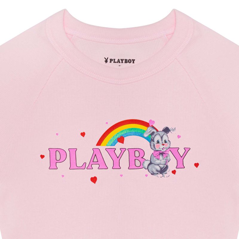 Loungewear Playboy Rainbow Bunny Raglan Donna Rosa | 93281PTSL