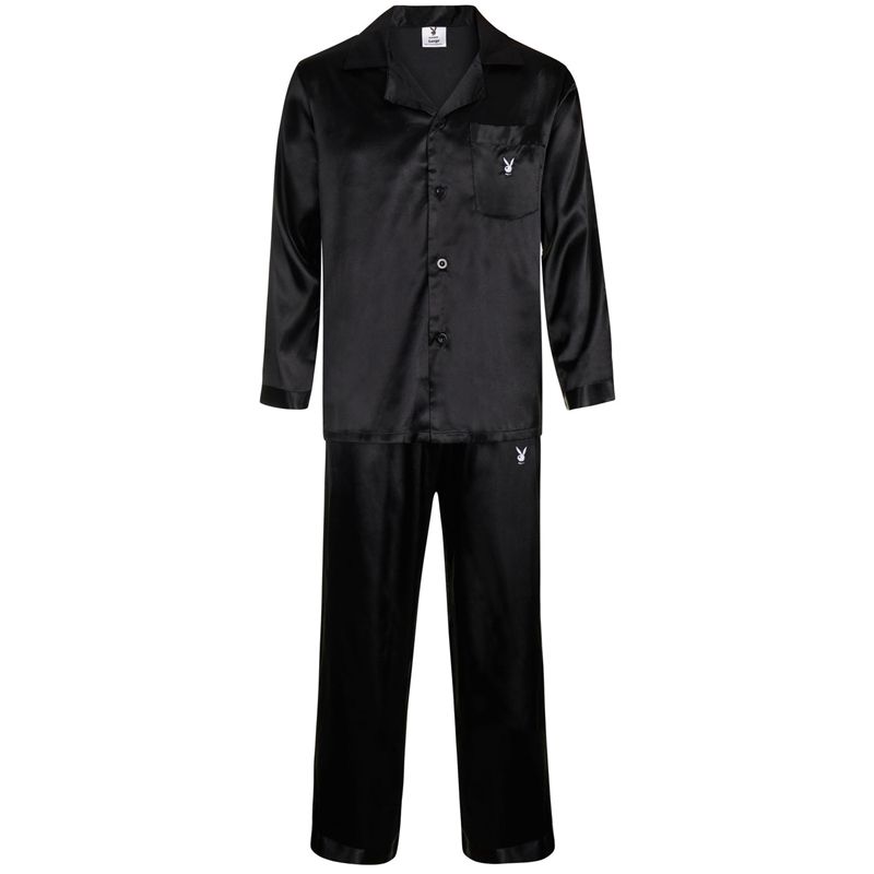 Loungewear Playboy Satin Lounge Pajama Set Uomo Nere | 57418NOFA