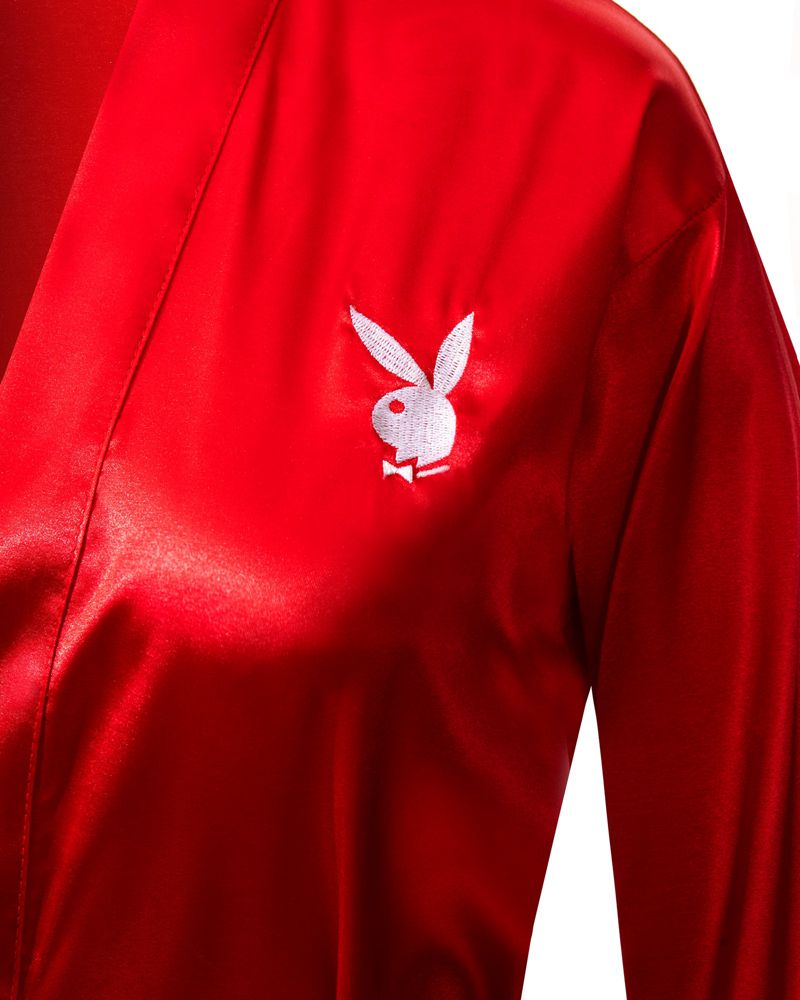 Loungewear Playboy Satin Lounge Robe Uomo Rosse | 27948BJZC