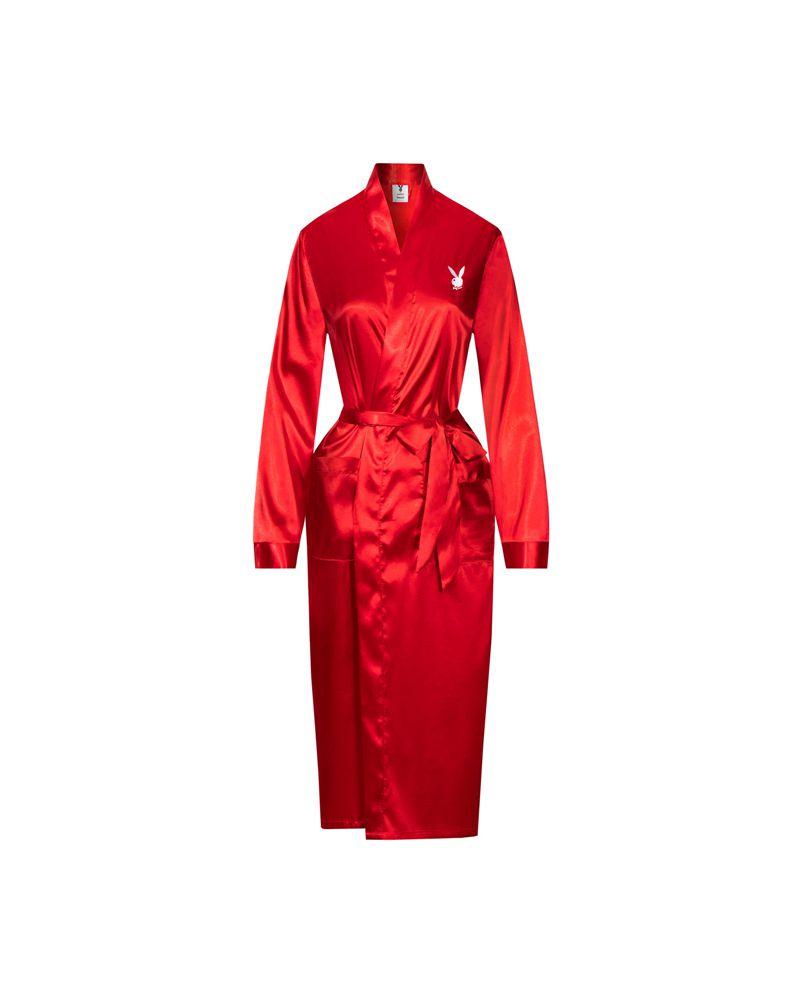 Loungewear Playboy Satin Lounge Robe Uomo Rosse | 27948BJZC