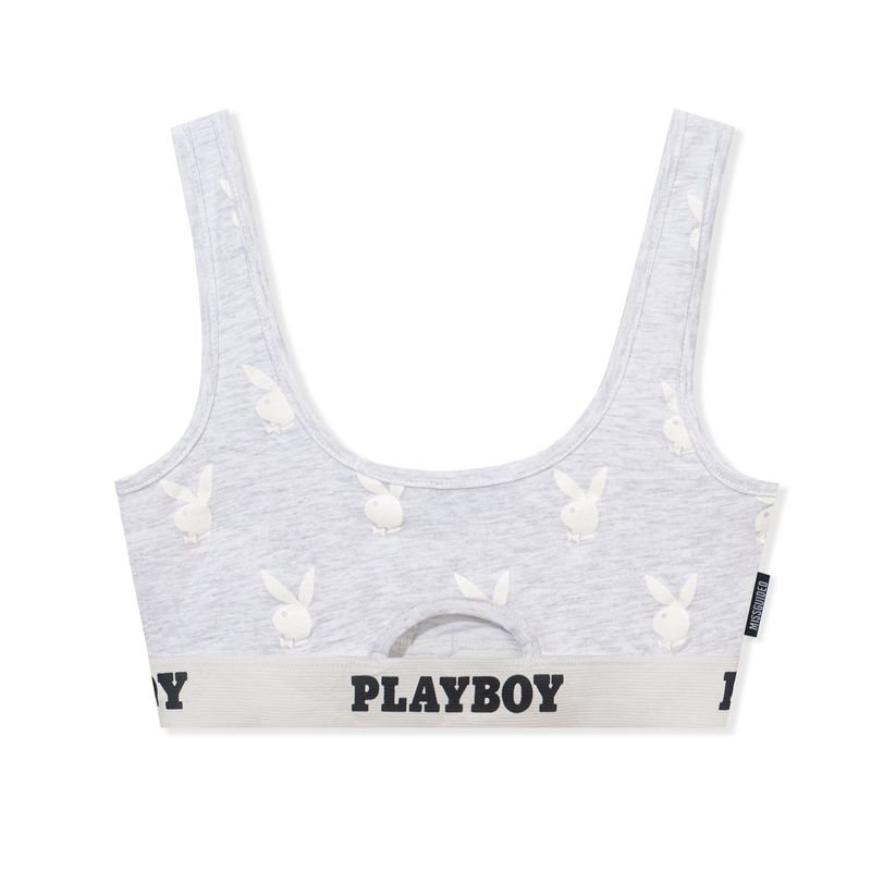 Loungewear Playboy Sportive Repeat Graphic Cut Out Bra Donna Grigie | 93086GPHM