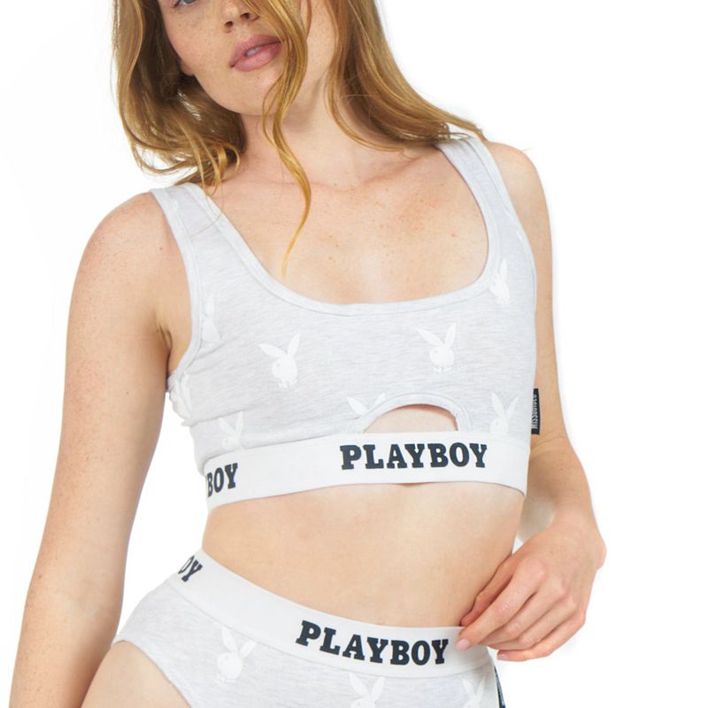 Loungewear Playboy Sportive Repeat Graphic Cut Out Bra Donna Grigie | 93086GPHM