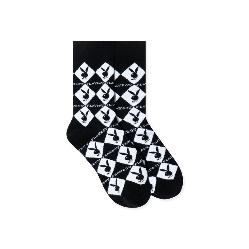 Loungewear Playboy Women S Rabbit Head Argyle Socks Donna Nere | 78360DCQA