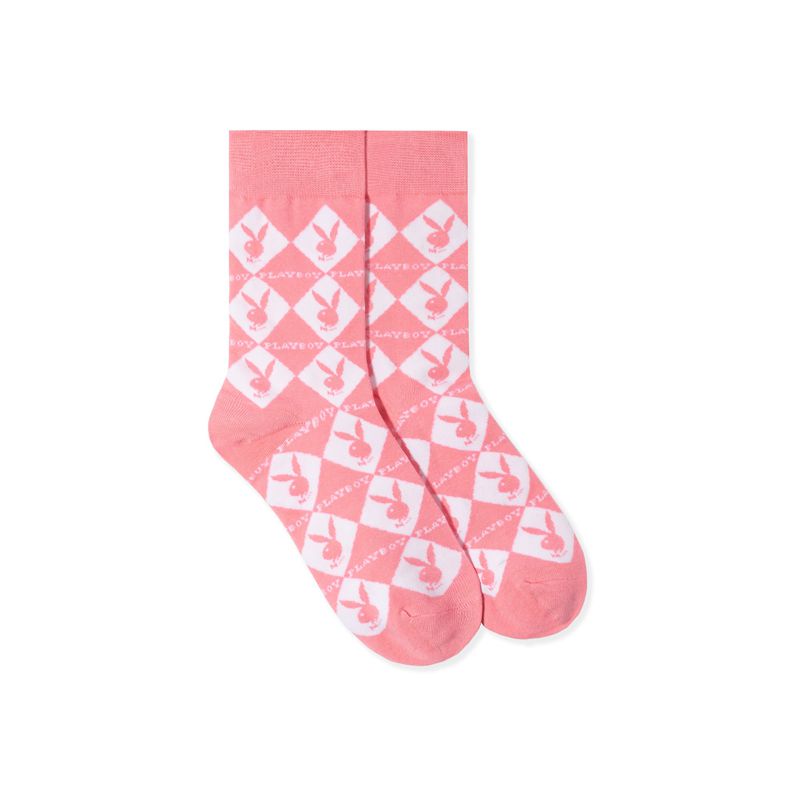 Loungewear Playboy Women S Rabbit Head Argyle Socks Donna Nere | 78360DCQA