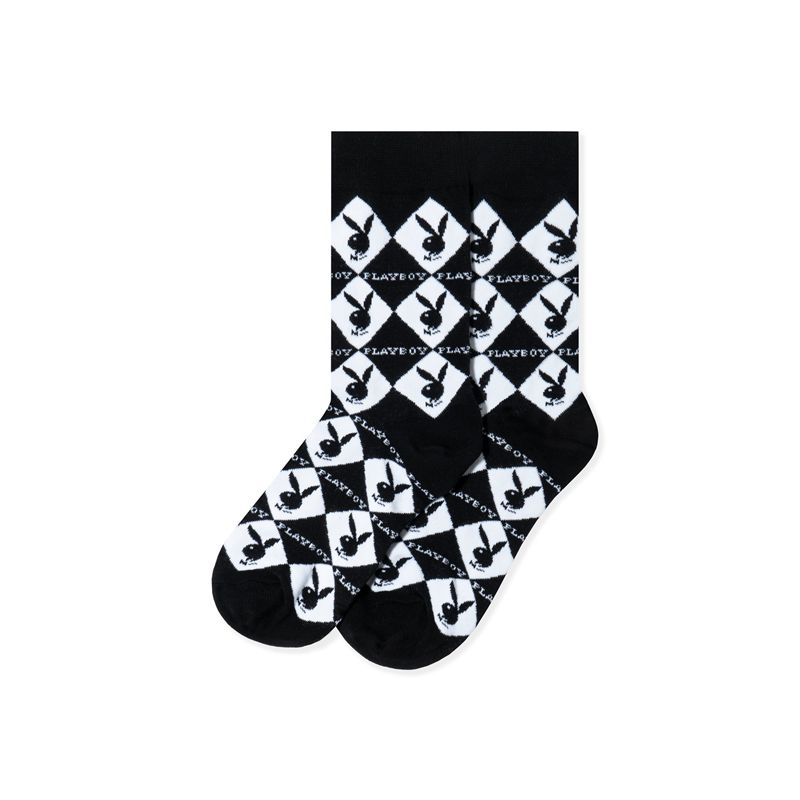 Loungewear Playboy Women S Rabbit Head Argyle Socks Donna Nere | 78360DCQA