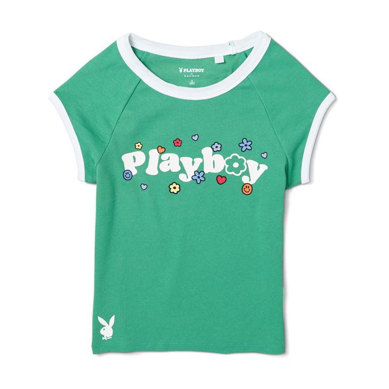 Magliette Playboy Camp Slim Raglan Donna Verdi | 81490CANX