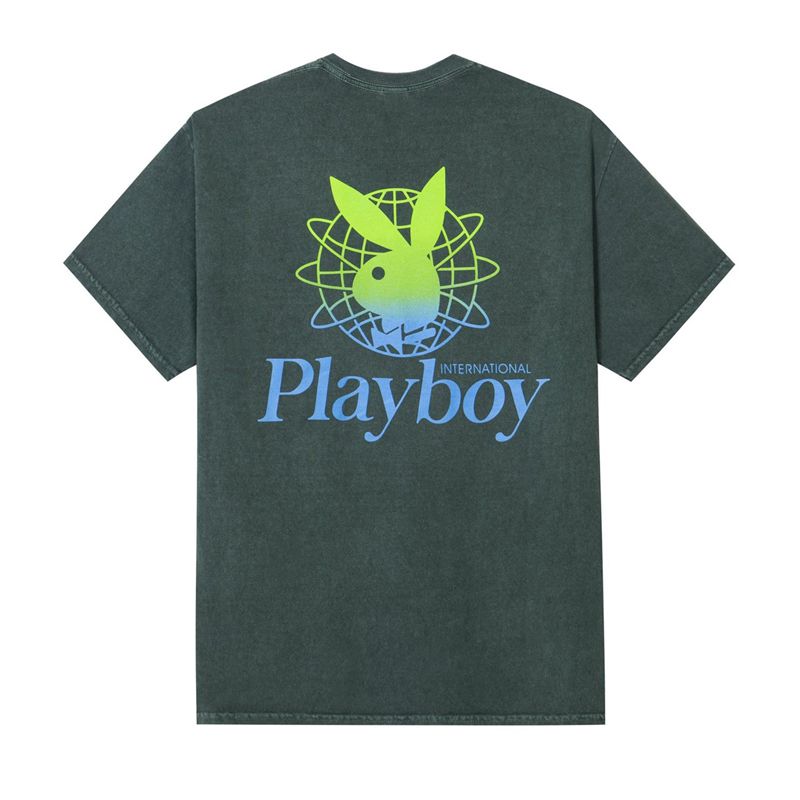 Magliette Playboy Contrast Pocket Tee Donna Nere Verdi | 08273VFHK