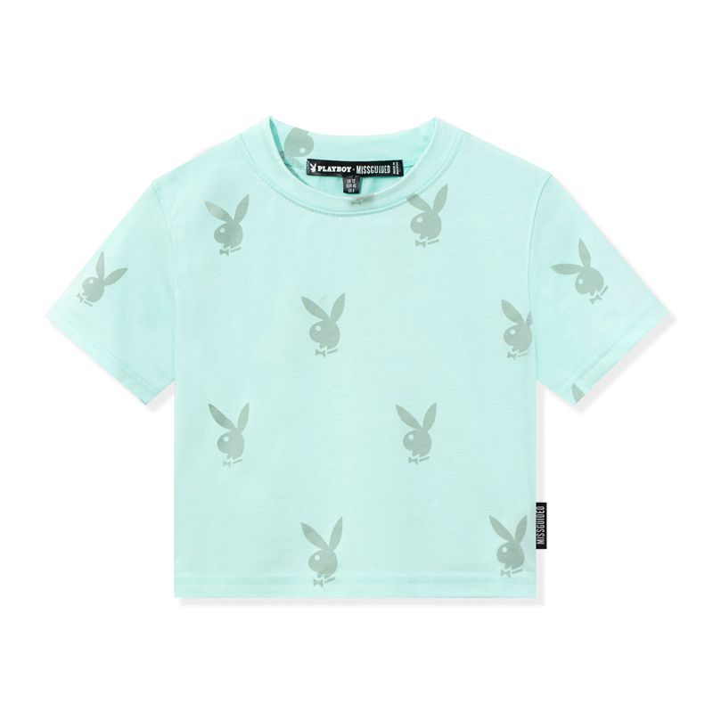 Magliette Playboy Missguided Rabbit Head Ringer Donna Verdi | 81563RAWI