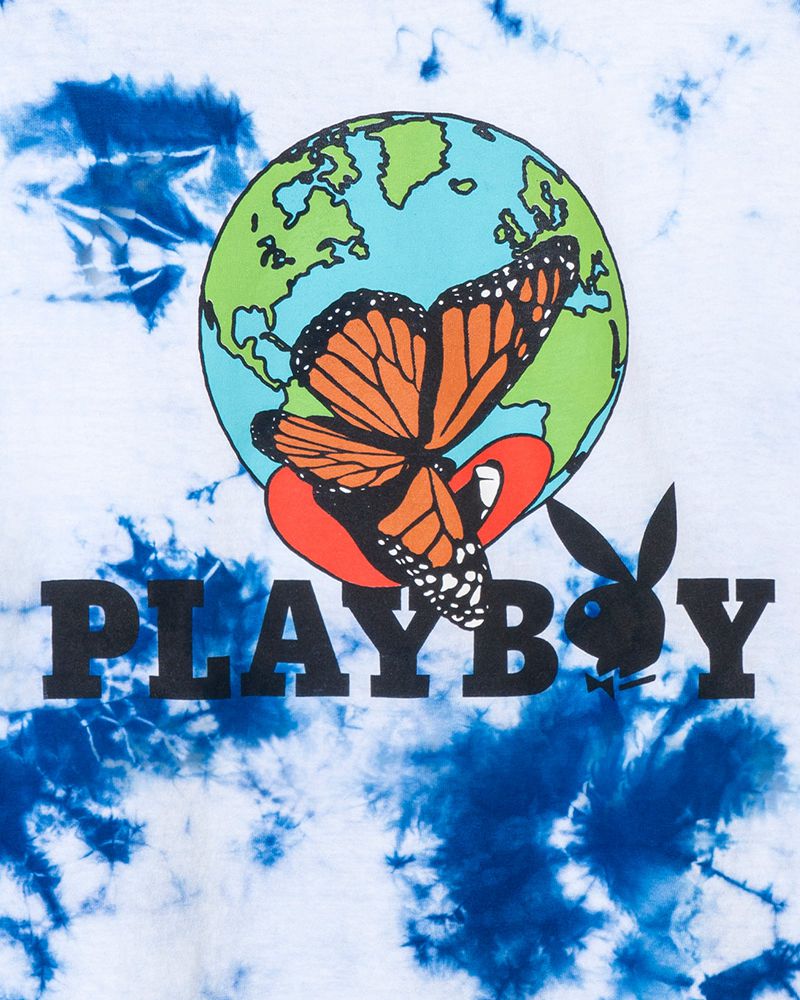 Magliette Playboy Tie-Dye Au Naturel Donna Bianche Blu | 49123IBHY