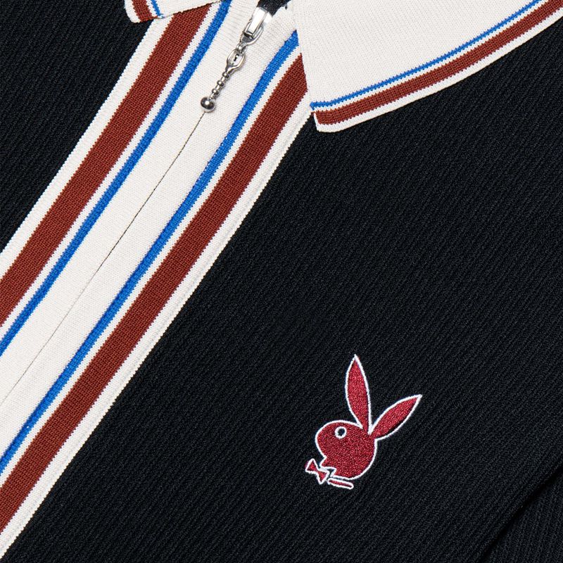 Maglioni Playboy Classiche Zip-Up Collared Uomo Nere | 86143HAMX