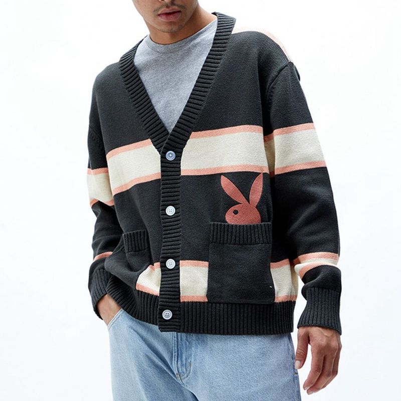 Maglioni Playboy Peek-A-Boo Cardigan Uomo Nere | 30598TGKC