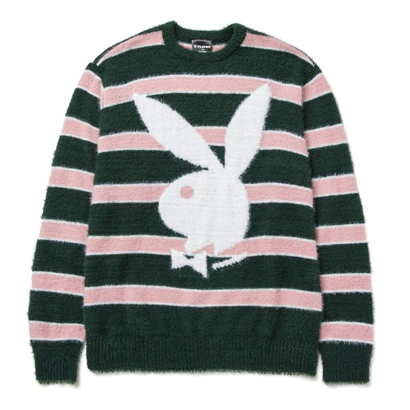 Maglioni Playboy X Huf Faux Mohair Striped Uomo Nere Rosa Bianche | 81569XHLP