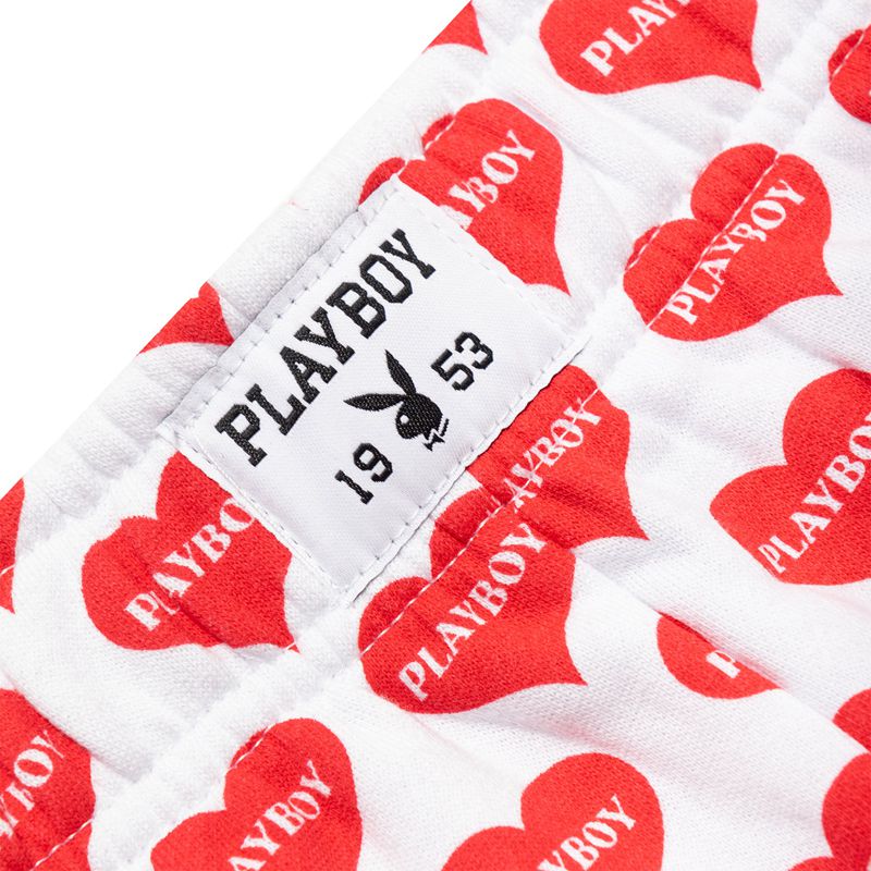 Pantaloncini Playboy Heart Lounge Boxers Donna Rosse Bianche | 06178XAJE