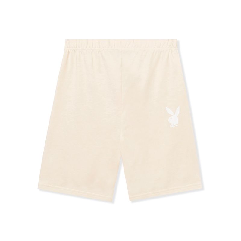 Pantaloncini Playboy Logo Cyclings Donna Beige | 52641LQSP