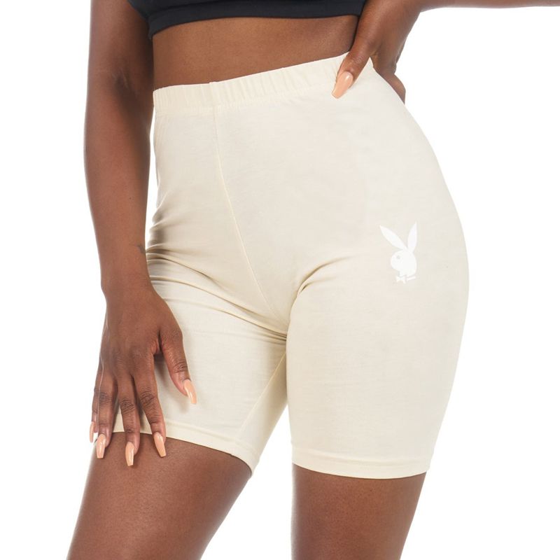 Pantaloncini Playboy Logo Cyclings Donna Beige | 52641LQSP