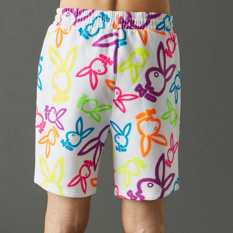 Pantaloncini Playboy Neon Bunny Print Uomo Bianche | 69370HOZJ