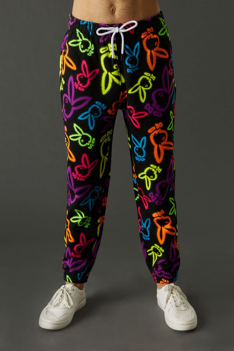 Pantaloni Della Tuta Playboy Neon Bunny Print Jogger Uomo Bianche | 51028LHNT