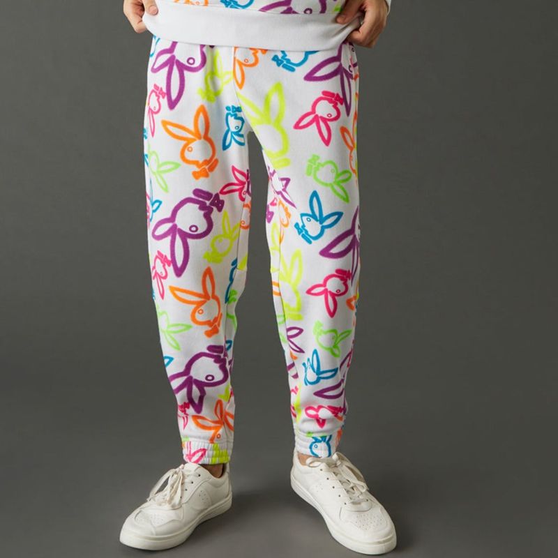 Pantaloni Della Tuta Playboy Neon Bunny Print Jogger Uomo Bianche | 51028LHNT