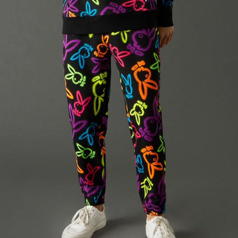 Pantaloni Della Tuta Playboy Neon Bunny Print Jogger Uomo Bianche | 51028LHNT