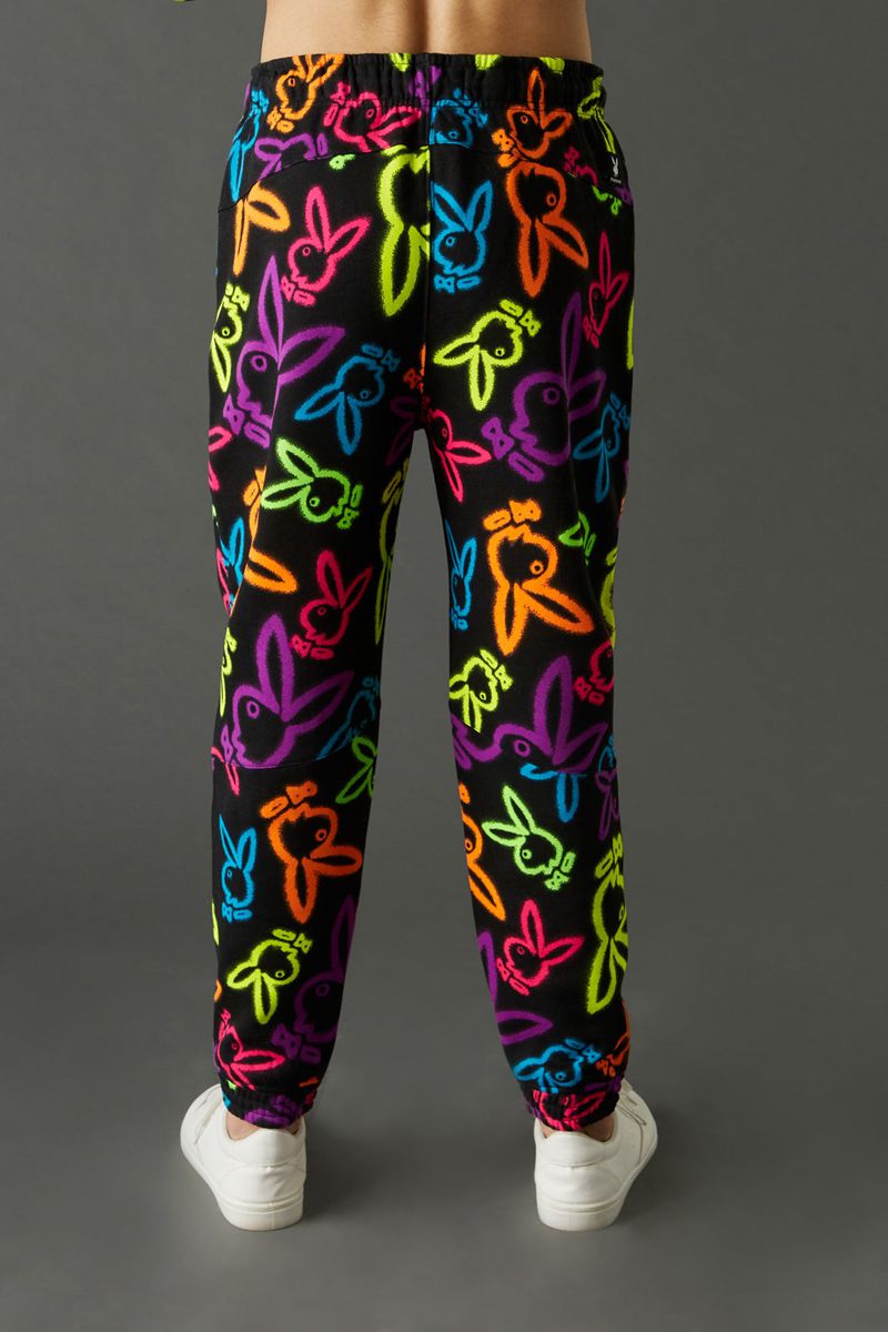 Pantaloni Della Tuta Playboy Neon Bunny Print Jogger Uomo Bianche | 51028LHNT