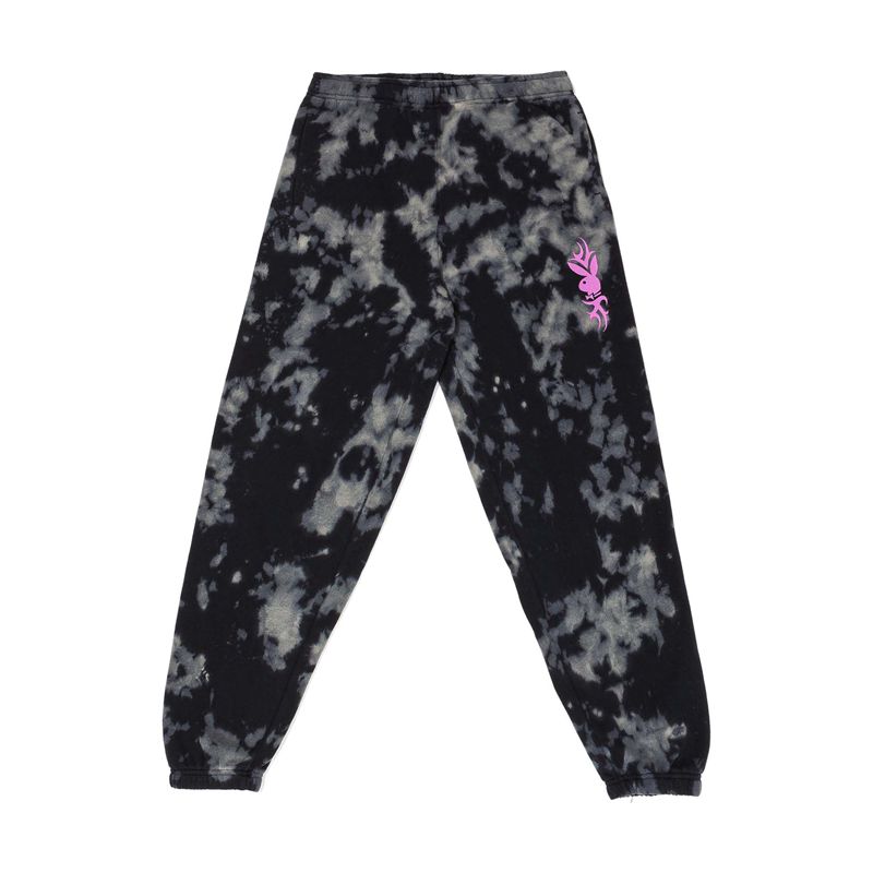 Pantaloni Playboy Bleached Grunge Sweats Donna Nere Bianche | 13582QITZ