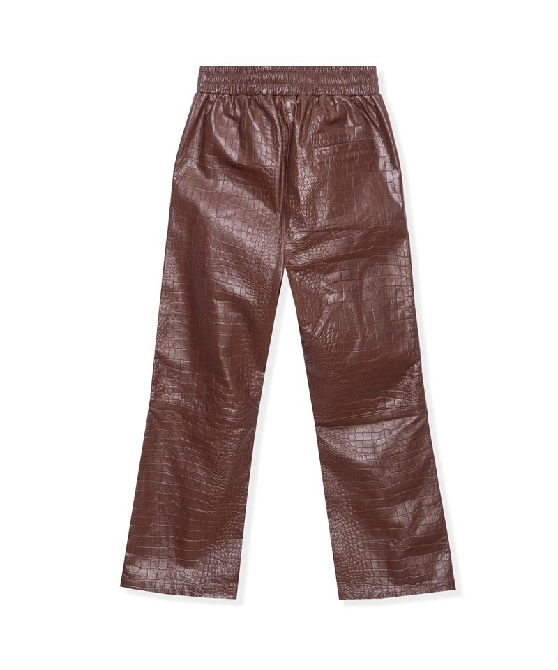 Pantaloni Playboy Crocodile Pelle Flare Uomo Cioccolato | 02471VTSO