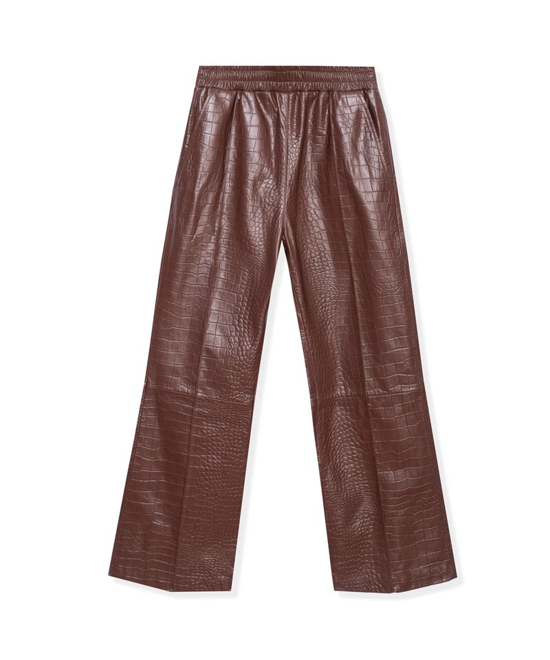 Pantaloni Playboy Crocodile Pelle Flare Uomo Cioccolato | 02471VTSO