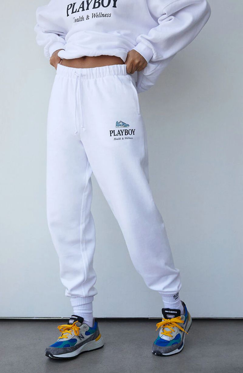 Pantaloni Playboy Oversized Sweats Donna Bianche | 46810LPYF